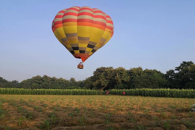 Chiang Mai Balloon Adventure: Classic Basket Balloon Ride - Landing, champagne, and the garden setting