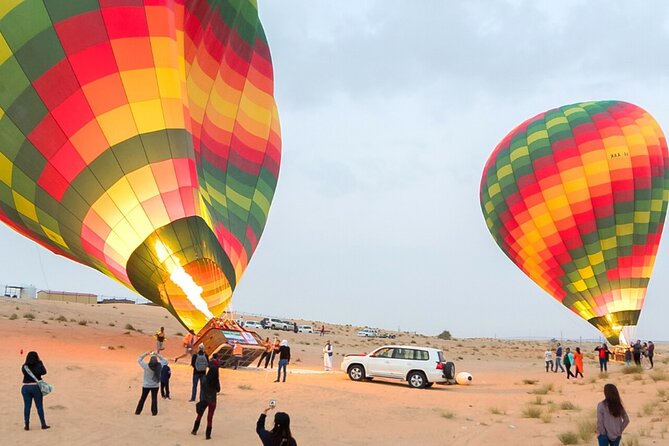 Dubai Hot Air Balloon Ride with Breakfast, Falconry & Camel Ride - From hotel pickup to the balloon field