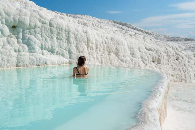 From Kusadası: Pamukkale Day Trip w/Balloon Flight & Lunch - Exploring Pamukkale at ground level