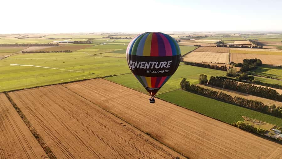 From Methven: Hot Air Balloon Flight in Canterbury with Wine - An hour over the Canterbury Plains