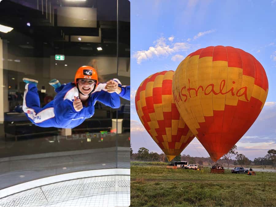 Gold Coast: Hot Air Balloon, Winery Breakfast & iFly - Returning to Surfers Paradise for iFLY