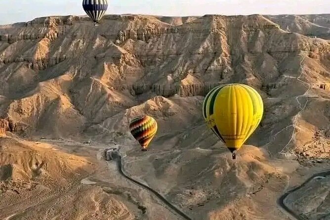 Hot air balloon ride in Luxor with hotel delivery service - The Nile and fertile valley below