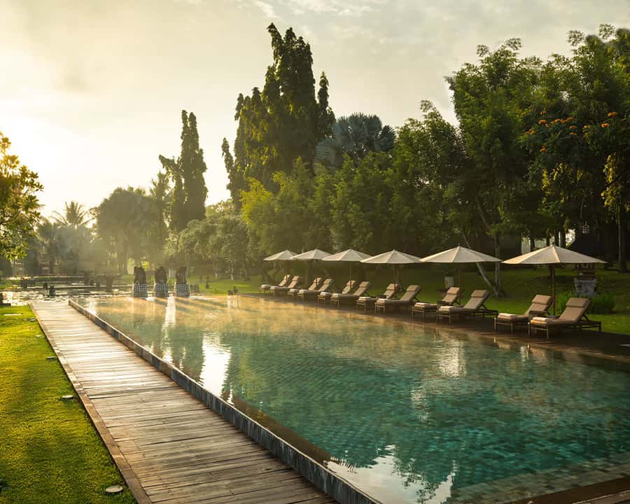 Ubud: Floating Breakfast and Hot Air Balloon Experience - A calm view of Ubud from above