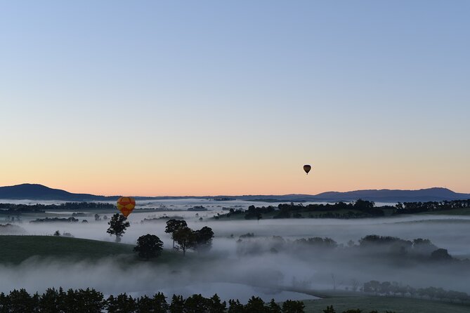 Yarra Valley sunrise balloon flight only - Sunrise over farms, vineyards, and hills